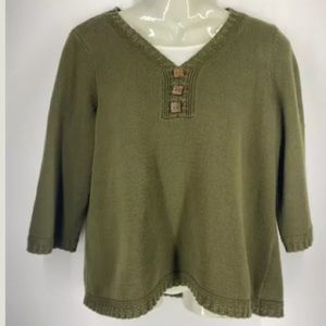 NWT Christopher & Banks Women's Size Petite Green Pullover Sweater